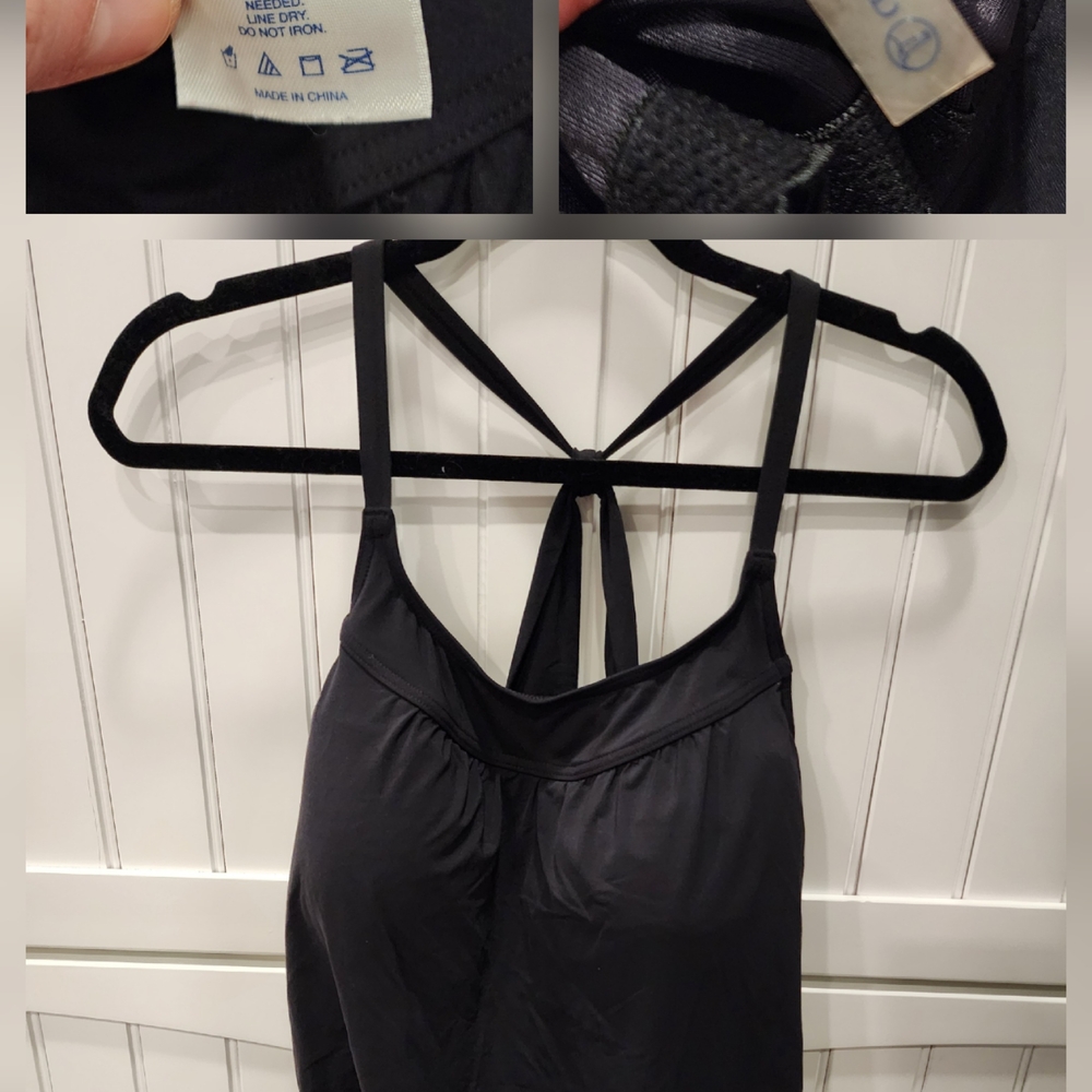 Lands' End Black Swim Chemise with Strappy Back